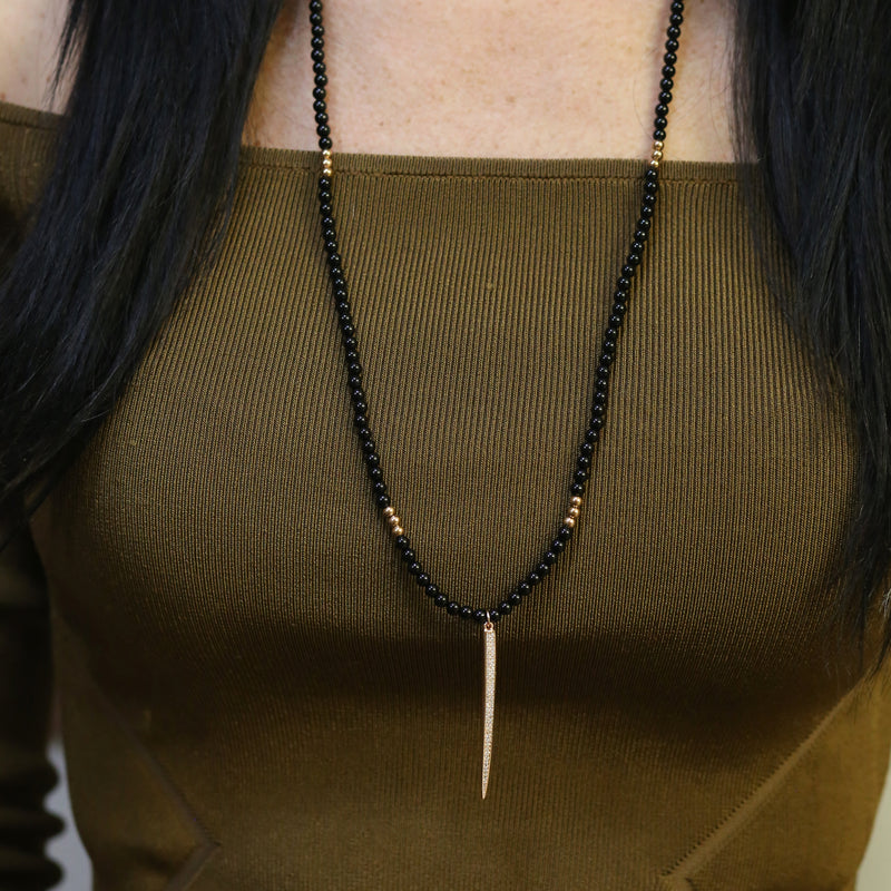 Arrow Beaded Necklace - Rose Gold