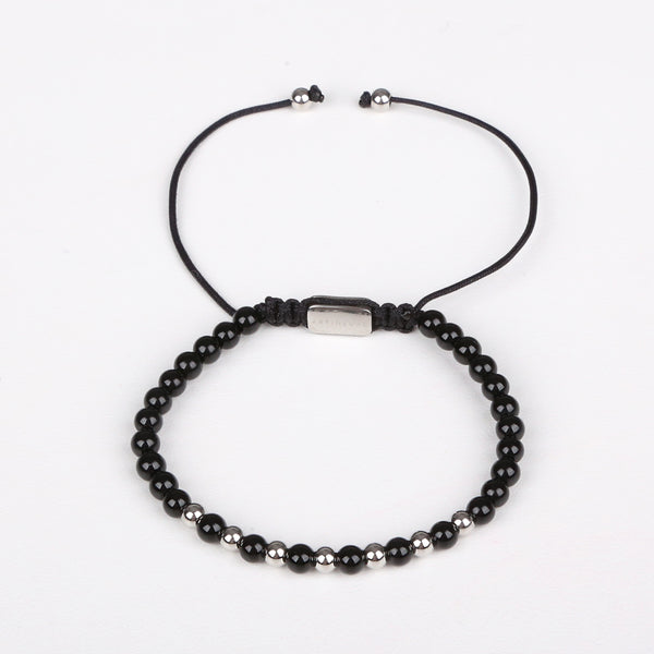 Classic Stone Beads Bracelet - Silver/Black