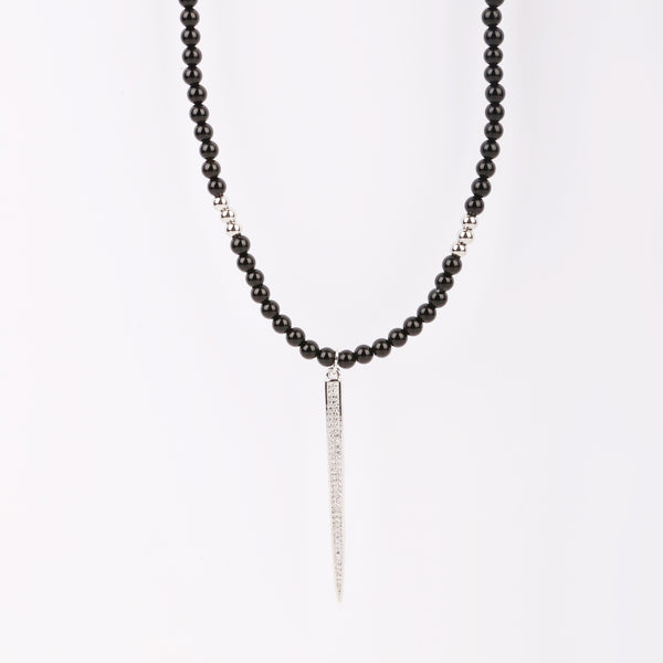 Arrow Beaded Necklace - Silver
