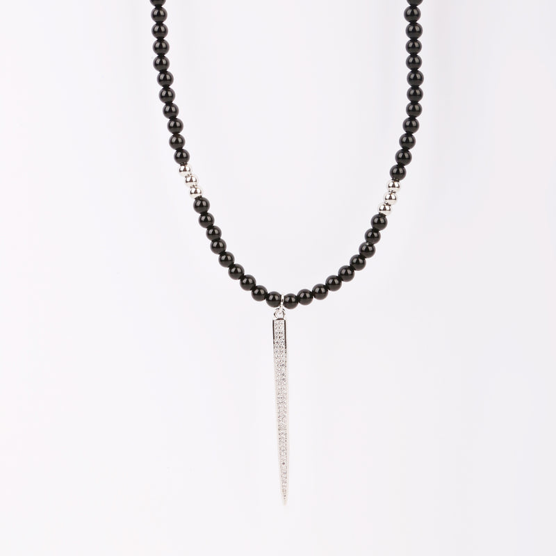 Arrow Beaded Necklace - Silver