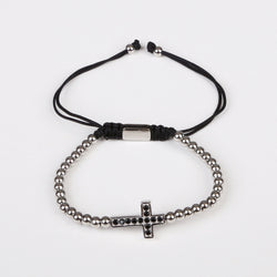 Cross Black CZ Bracelet - Silver