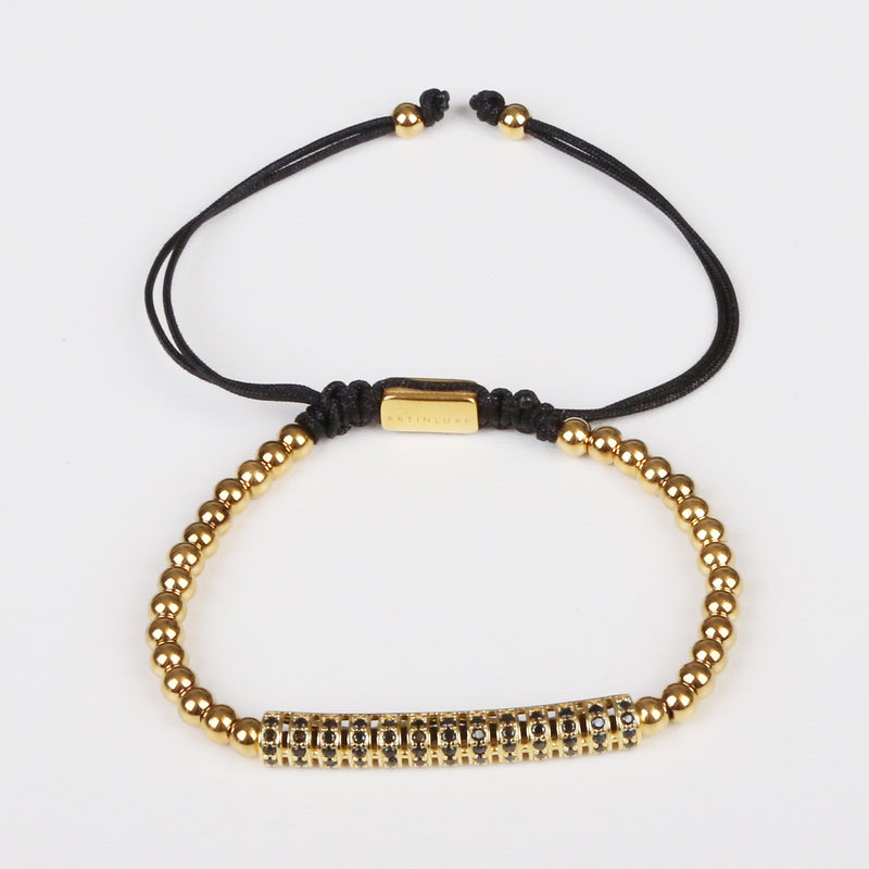 Long Tube Curved Bracelet - Gold