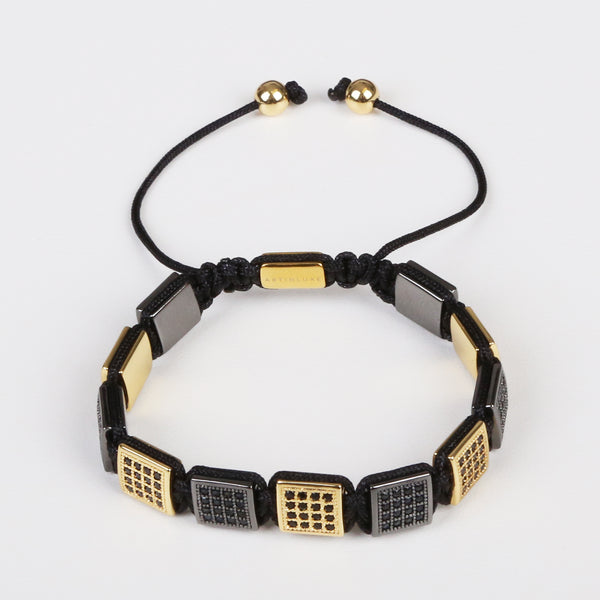 Flatbead CZ Bracelet - Gold/Black
